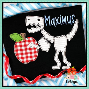 T-Rex with Apple Bean Stitch Applique Design