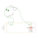 Dinosaur with Pencil Bean Stitch Applique Design