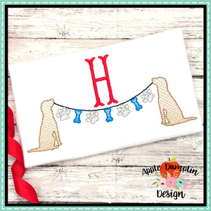 Dogs with Banner Sketch Embroidery Design