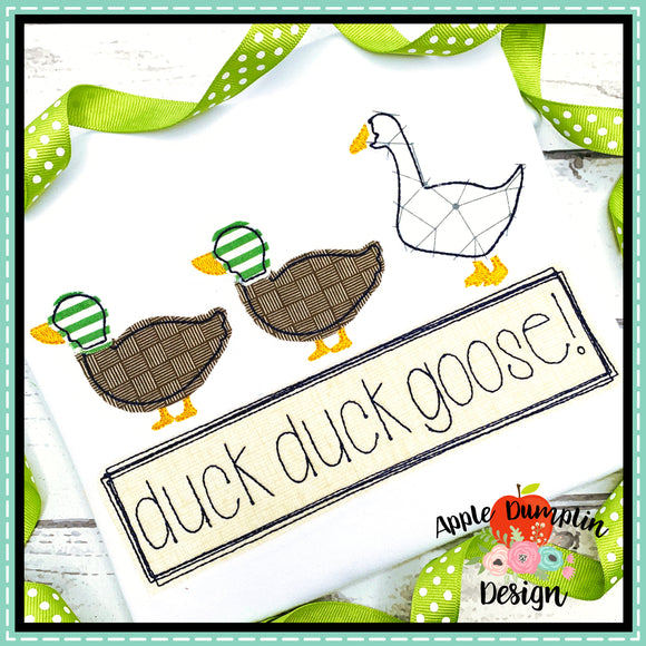 Duck Duck Goose Bean Stitch Applique Design