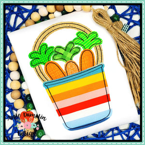 Carrot Easter Basket Bean Stitch Applique Design