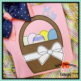 Easter Basket with Bow Bean Stitch Applique Design