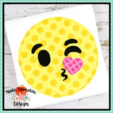 Emoji Kiss Bean Stitch Applique Design