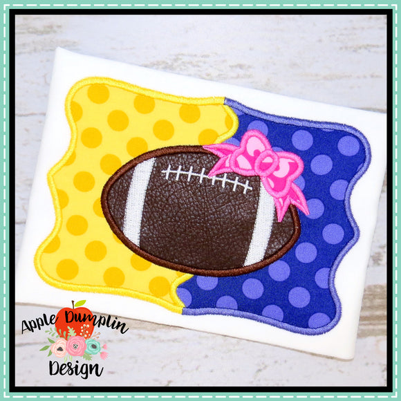 Football with Bow House Divided Applique Design
