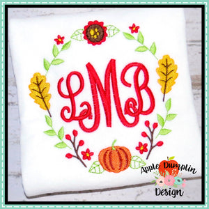 Pumpkin Wreath Embroidery Design