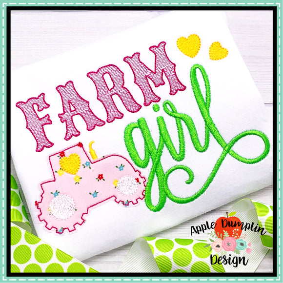 Farm Girl Bean Stitch Applique Design