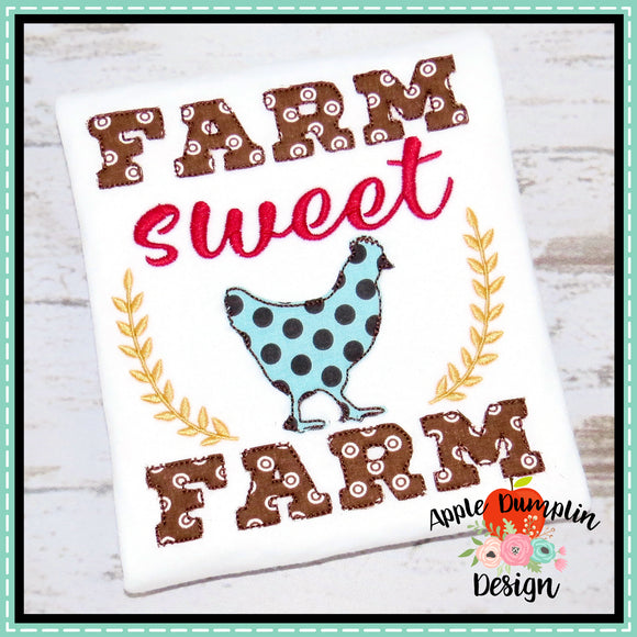 Farm Sweet Farm Bean Stitch Applique Design