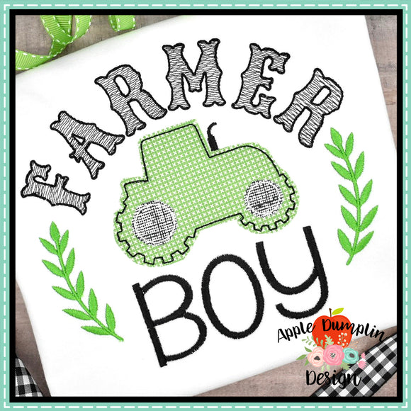 Farmer Boy Bean Stitch Applique Design