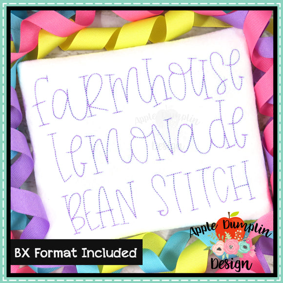 Farmhouse Lemonade Bean Stitch Embroidery Alphabet