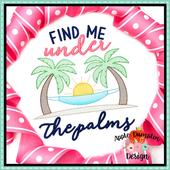 Find Me Under the Palms Sketch Embroidery Design