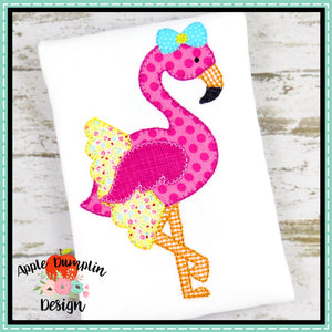 Flamingo with Tutu Blanket Stitch Applique Design