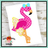 Flamingo with Tutu Blanket Stitch Applique Design