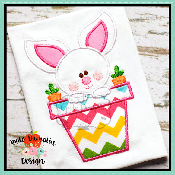 Bunny in Flowerpot Applique Design