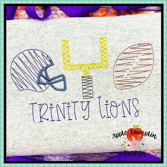 Scribble Football Game Trio Embroidery Design