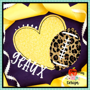 Football Heart Bean Stitch Applique Design