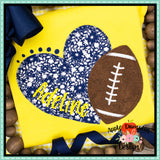 Football Heart Zigzag Applique Design