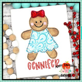 Gingerbread Girl Bean Stitch Applique Design