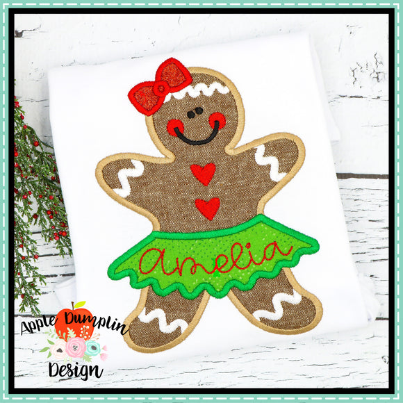 Gingerbread in Tutu Applique Design