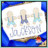 Gingerbread Man Trio Sketch Embroidery Design