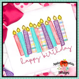 Happy Birthday Candles Bean Stitch Applique Design