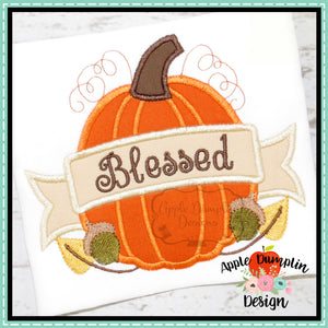 Harvest Pumpkin with Banner Applique Design