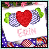 Heart with Flowers Bean Stitch Applique Design