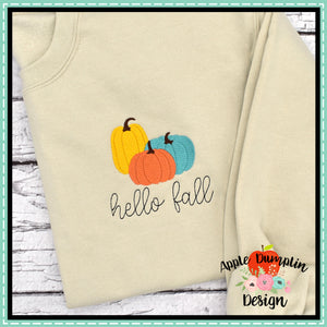 Hello Fall Pumpkins Mini Embroidery Design