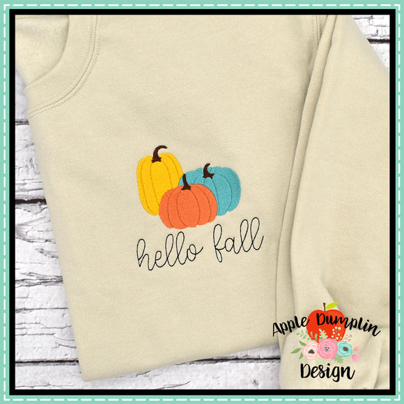 Hello Fall Pumpkins Mini Embroidery Design