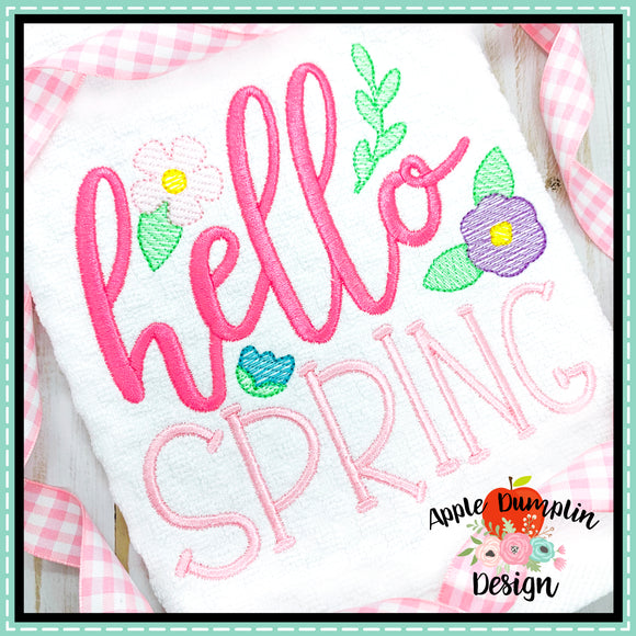 Hello Spring Sketch Embroidery Design