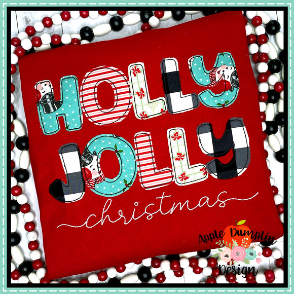 Holly Jolly Christmas Bean Stitch Applique Design