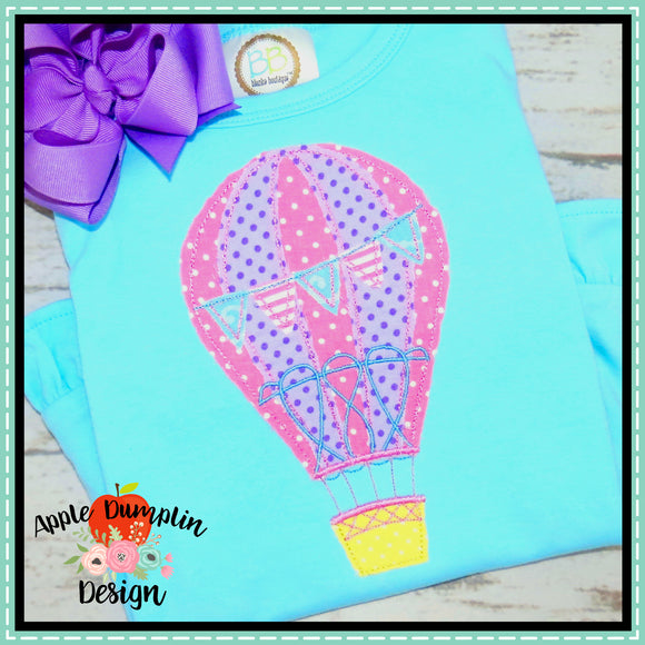 Hot Air Balloon, Bean Stitch, Applique Design