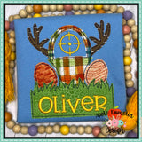 Hunting Easter Basket Bean Stitch Applique Design