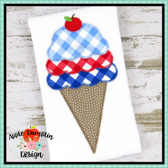 Ice Cream Cone Zigzag Applique Design
