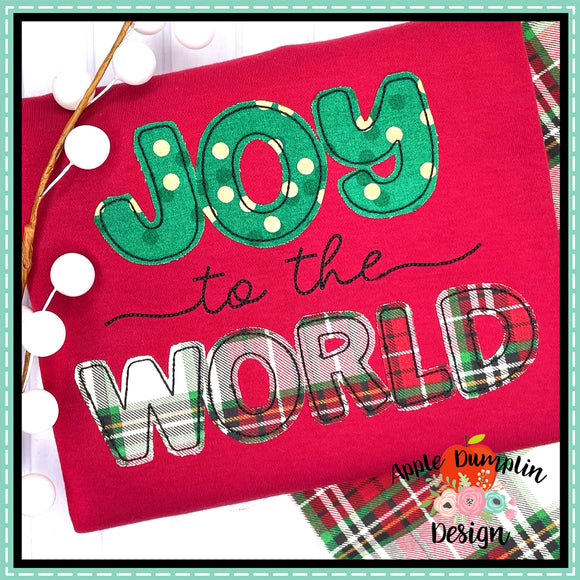 Joy to the World Bean Stitch Applique Design