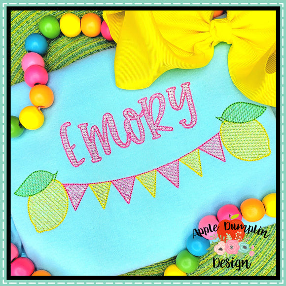 Lemon Banner Sketch Embroidery Design