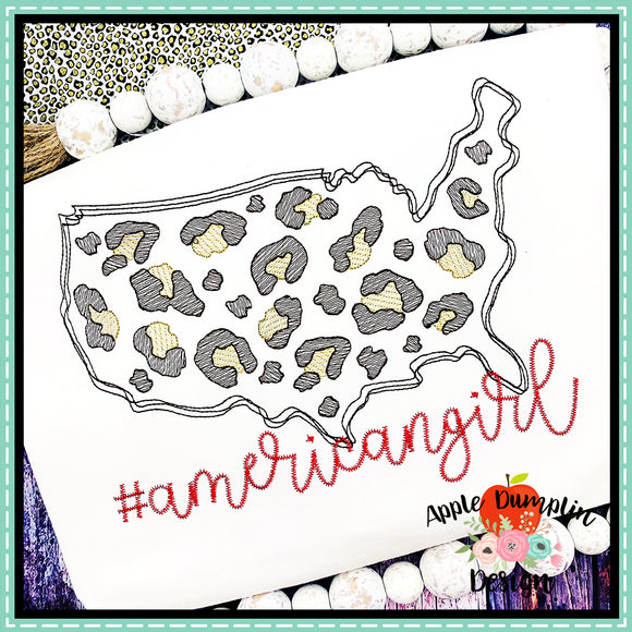 American Girl Leopard USA Embroidery Design