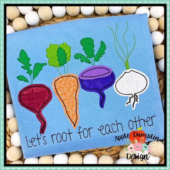Lets Root for Each Other Veggies Bean Stitch Design