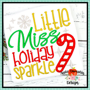 Little Miss Holiday Sparkle Applique Design