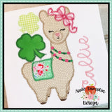 Shamrock Llama Girl Applique Design