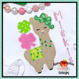 Shamrock Llama Girl Applique Design