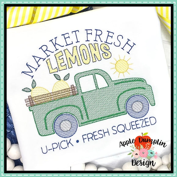Market Fresh Lemon Truck Embroidery Design
