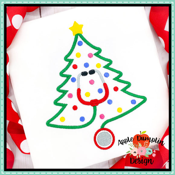 Medical Christmas Tree Embroidery Design