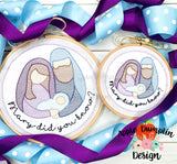 Mary Did You Know Nativity Sketch Ornament Embroidery Design