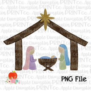Nativity Watercolor Printable Design PNG