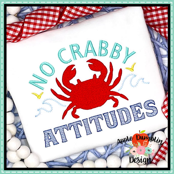 No Crabby Attitudes Sketch Embroidery Design