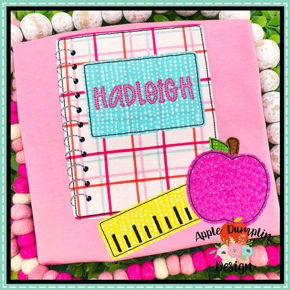 Notebook with Apple Bean Stitch Applique Design