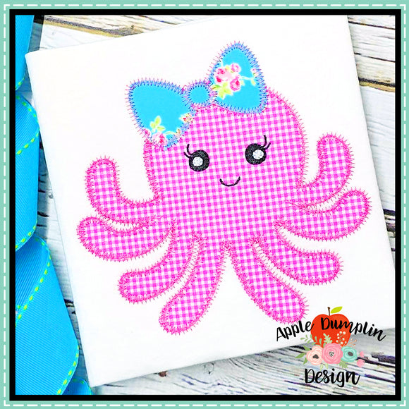 Octopus Girl Zigzag Applique Design