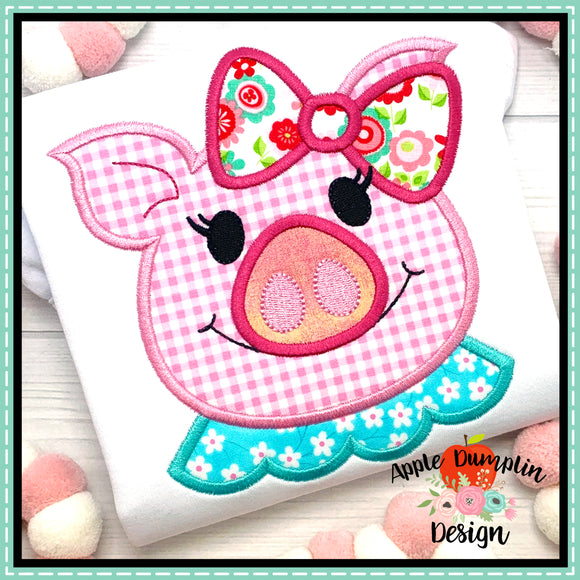Pig with Ruffle Applique Design