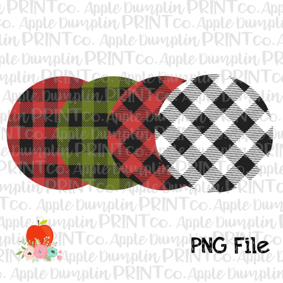 Plaid Circle Background SET Printable Design PNG