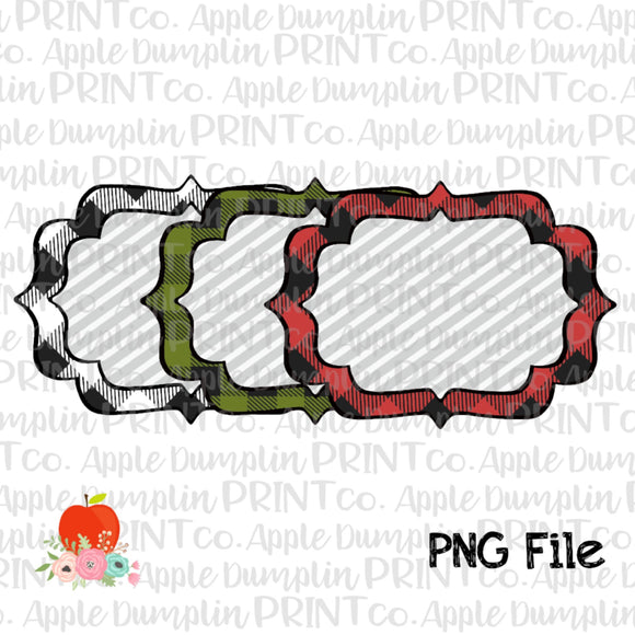 Plaid Rectangle Frame SET Printable Design PNG